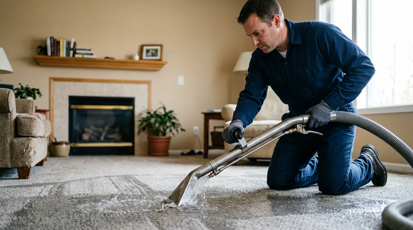 Water damage restoration technician working near Morocco, IN